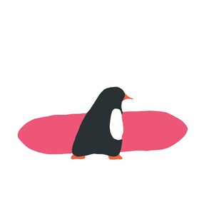 Pack de cartes de voeux Pingouin, planche de surf rose. Anniversaire/Noël/Célébration/Personnaliser/Respectueux de l'environnement