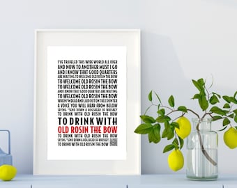 Rosin The Bow Lyrics Print | Rosin The BowSong Poster | Irish Song Print | Music Print | Irish | A4/A3/A2/A1 size by Mayfly Prints