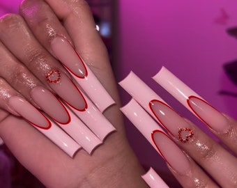 Valentine’s Day press on nails XXL pink