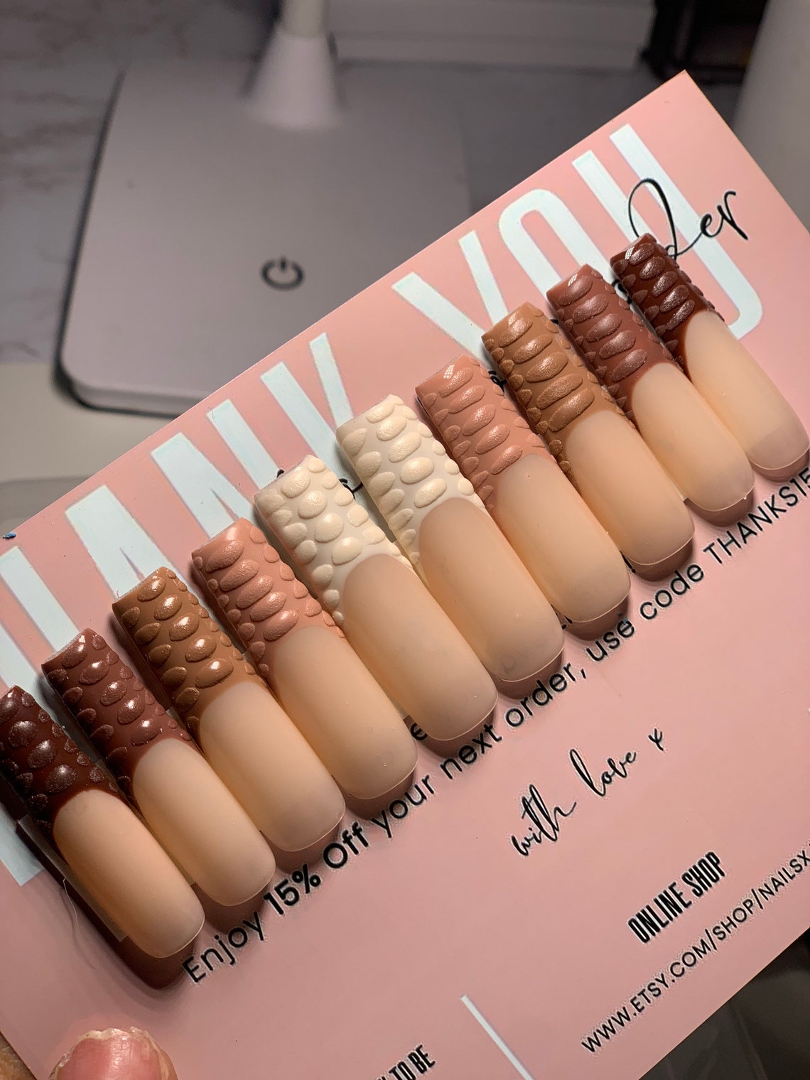 Crocodile skin French tip press on nails XXL TAPERED SQUARE | Etsy