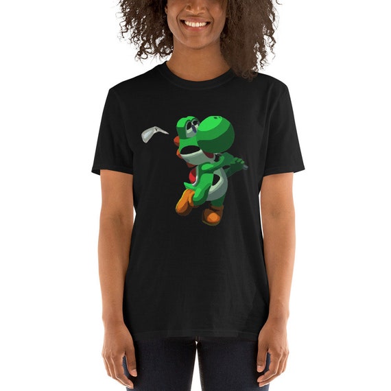 Funny Golf Shirt, Green Dinosaur Playing Golf, Sports Shirt Men