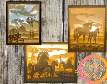 Download Farm Light Box Template Paper Cutting Lightbox Svg Digital Etsy