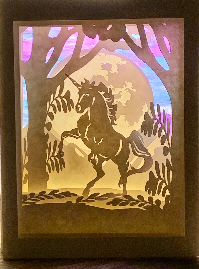 Download Unicorn 3D layered paper cut template light box SVG ...