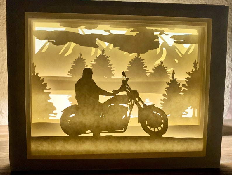 Download Biker 3d Layered Paper Cut Template Light Box Svg Instant Etsy