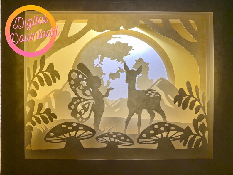 Fairy garden 3D layered paper cut template light box SVG ...