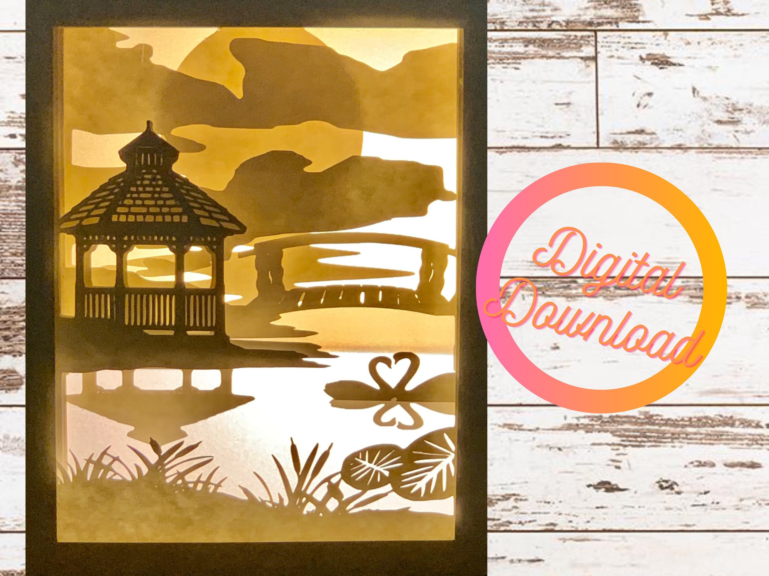 Download Lake Side Inspired 3d Layered Paper Cut Template Light Box Svg Etsy