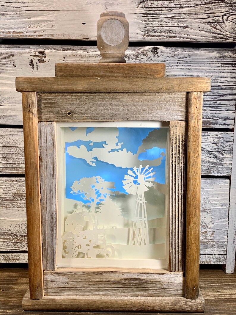Shadow box art with 3D farm picture rustic wooden shadow box Etsy