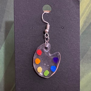 Pride Flag Paint Palette Dangly Earrings