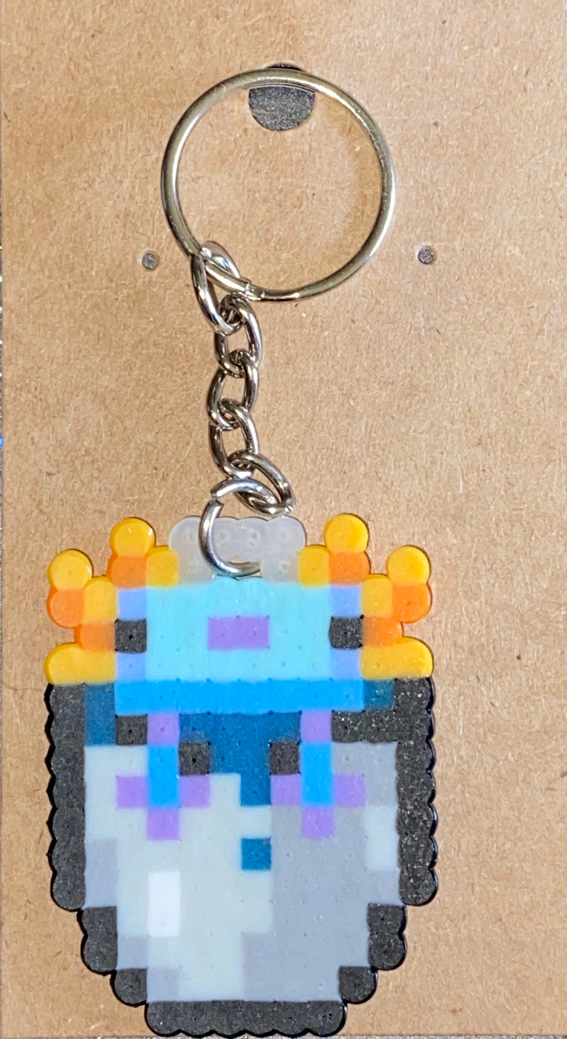 Minecraft Axolotl Perler Bead Keychain Etsy