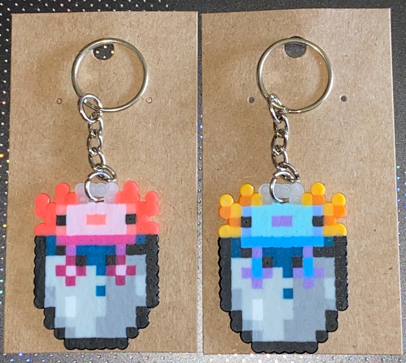 Minecraft Axolotl Perler Bead Keychain Etsy