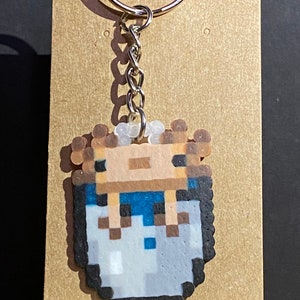 Minecraft Inspired Axolotl Perler Bead Keychain image 6