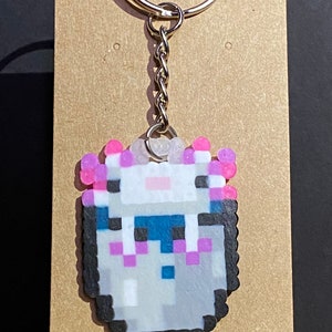 Minecraft Inspired Axolotl Perler Bead Keychain image 4