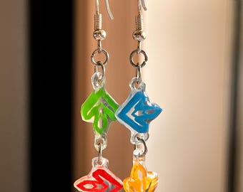 Dance Dance Revolution DDR Game Arrows Inspired Dangly Colorful Earrings