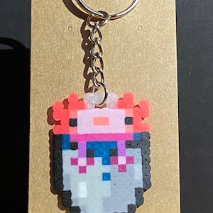 Minecraft Inspired Axolotl Perler Bead Keychain image 2