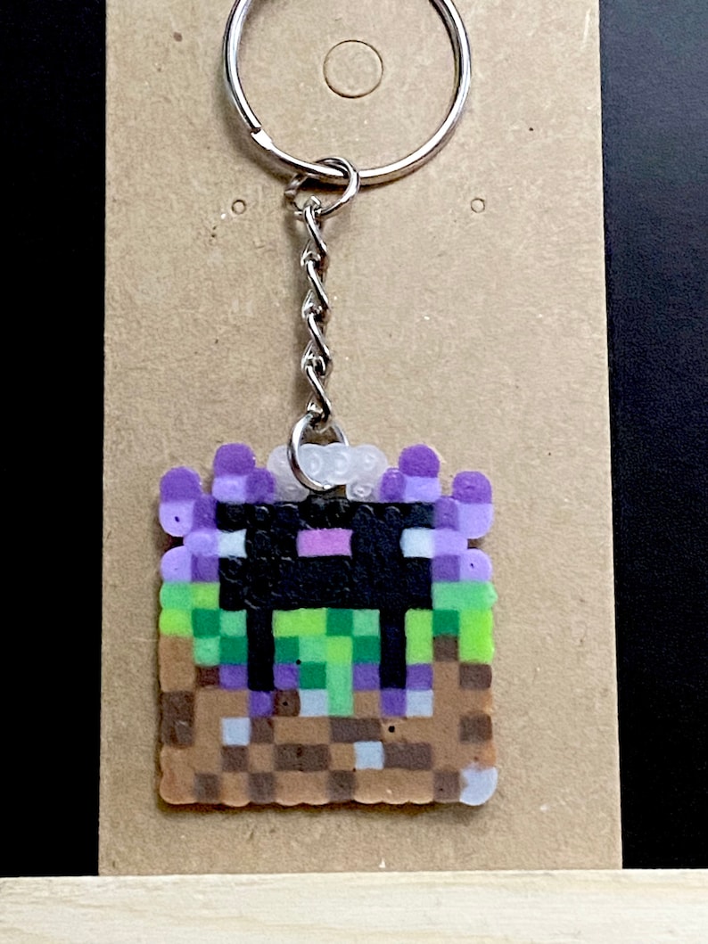 Minecraft Inspired Axolotl Perler Bead Keychain image 9