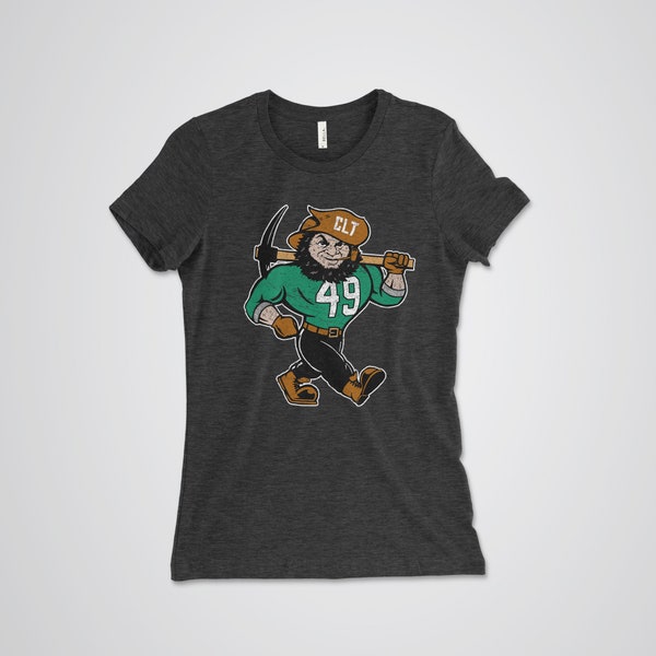 Women's Charlotte 49ers Mascot Distressed V-Neck | Big Norm | Cotton Unisex Tee Shirt