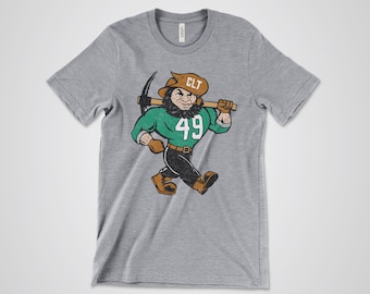 Charlotte 49ers Mascot Tee | Color Distressed T-shirt | Graphic Tee | Big Norm | Cotton Unisex Tee Shirt