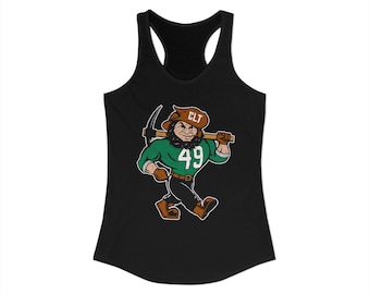 Camiseta sin mangas con la mascota de los Charlotte 49ers para mujer / Camiseta gráfica con efecto desgastado / Camiseta sin mangas / Big Norm / Camiseta sin mangas estilo racerback ideal