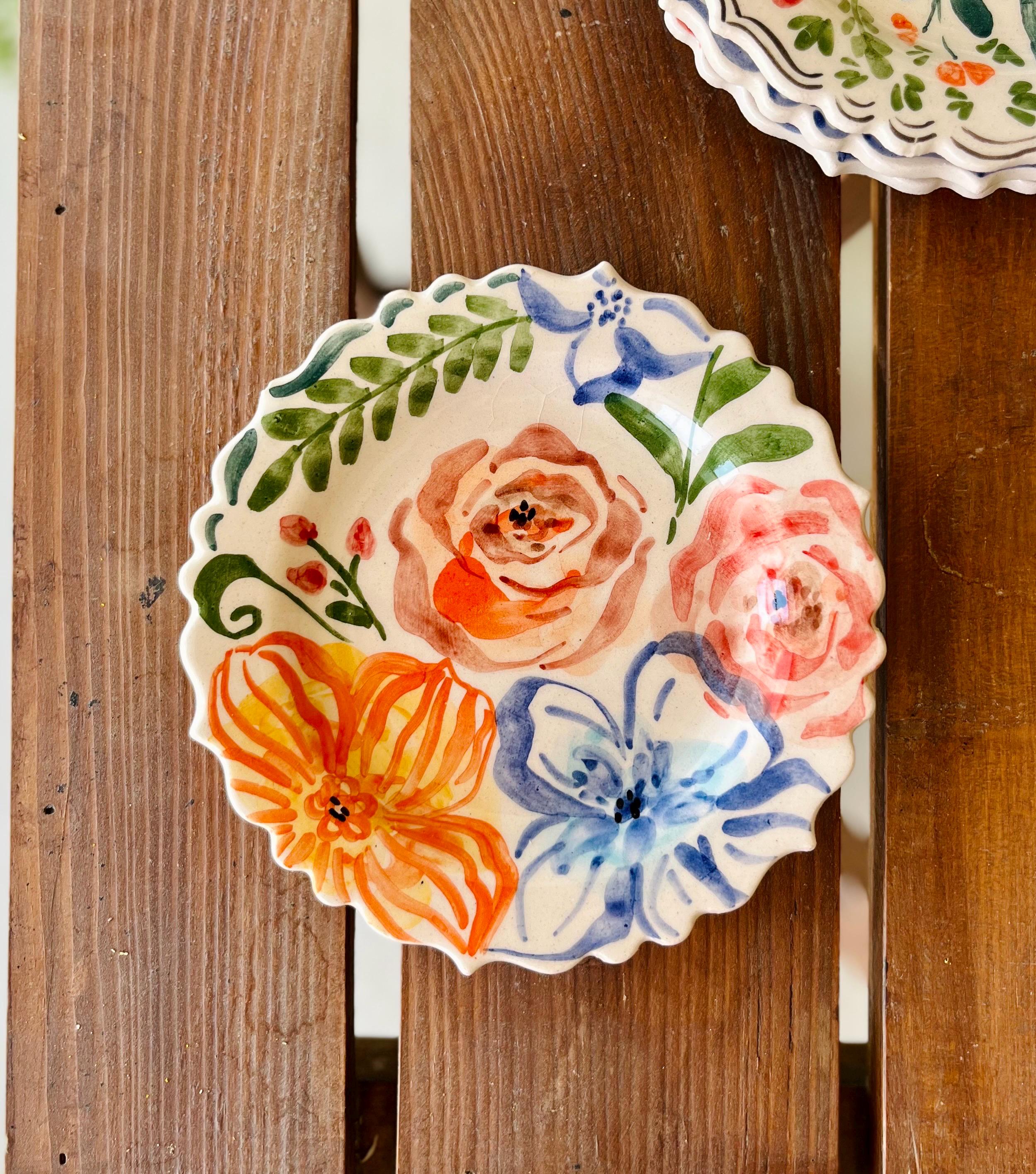 花柄の持ち手付き陶器皿 楽天市場】プレート 14cm ノルディックフラワー 磁器 美濃焼 日本製