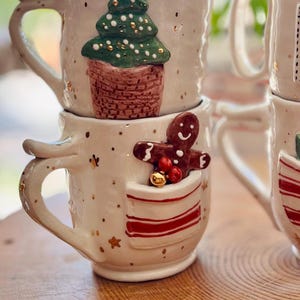 手作りの陶器製クリスマスツリーマグカップ、ゴールド - Etsy 日本