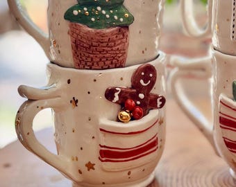 Tazza Natale 3D In Ceramica Con Babbo Natale: Tazza Magica Con Sorpresa (300-400ml)