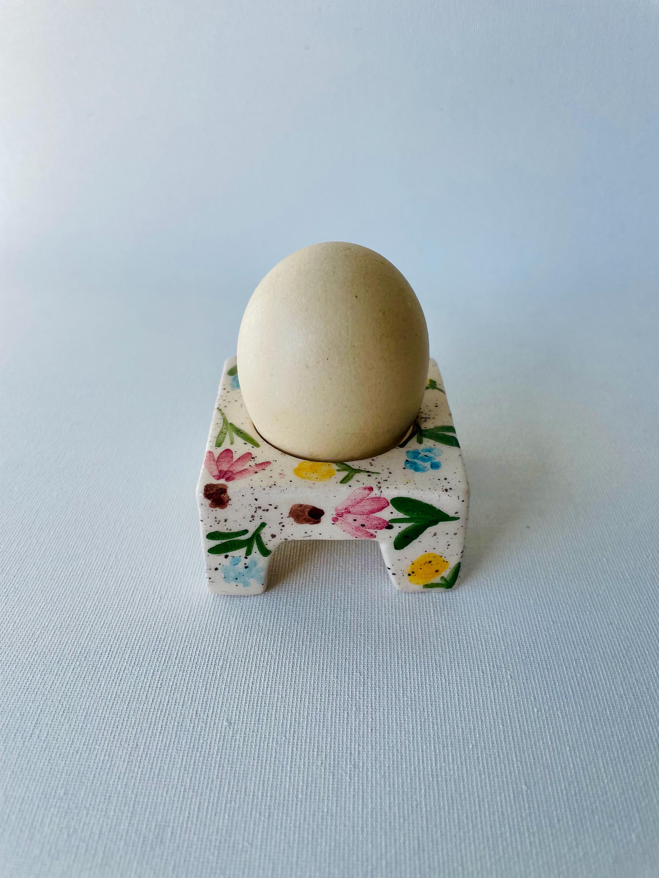 手作りの陶器製花柄エッグホルダー - Etsy 日本