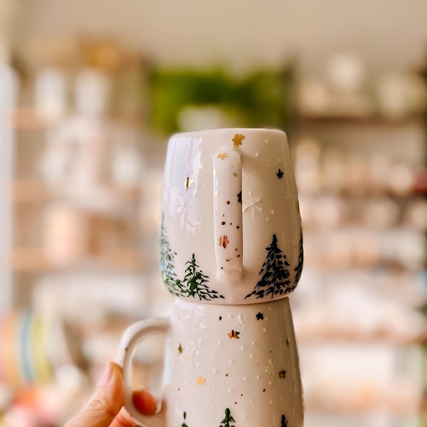 Weihnachtsbaum Keramik Goldbecher
