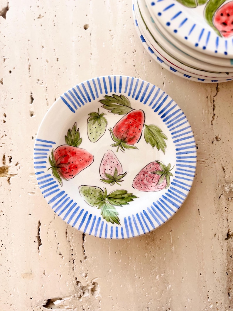 Strwbery Plates Handmade Strawberry Plate - Etsy