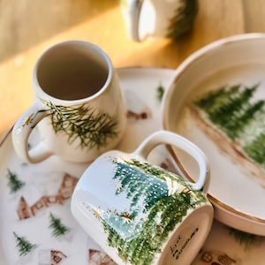 Handgemachte Keramik Pine Tree Becher mit Gold