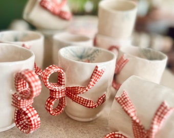 リボン付き手作り陶器マグカップ - Etsy 日本