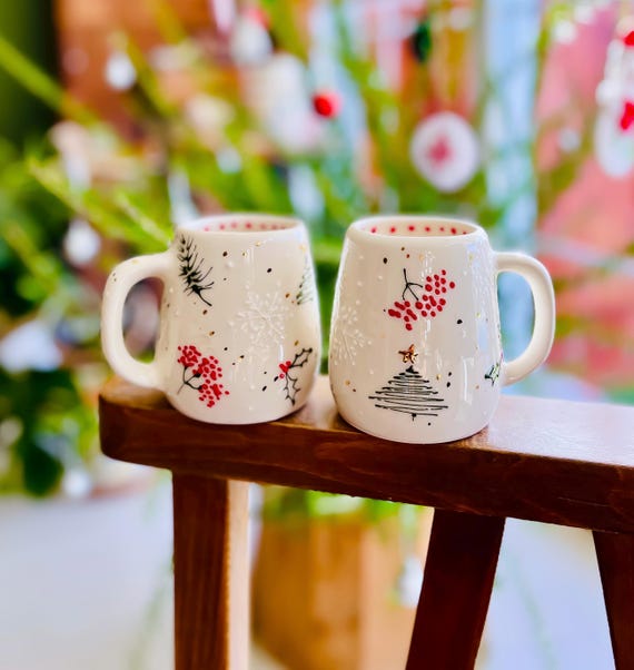 クリスマスデザインマグカップ、手作り陶器カップ - Etsy 日本