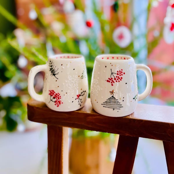 Weihnachtsdesign-Becher, handgemachte keramische Tasse