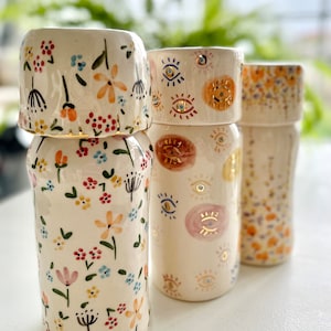 100% handgefertigtes Keramikkrug und Tassenset