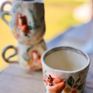Handmade Ceramic Mug with Cute Fox Detail