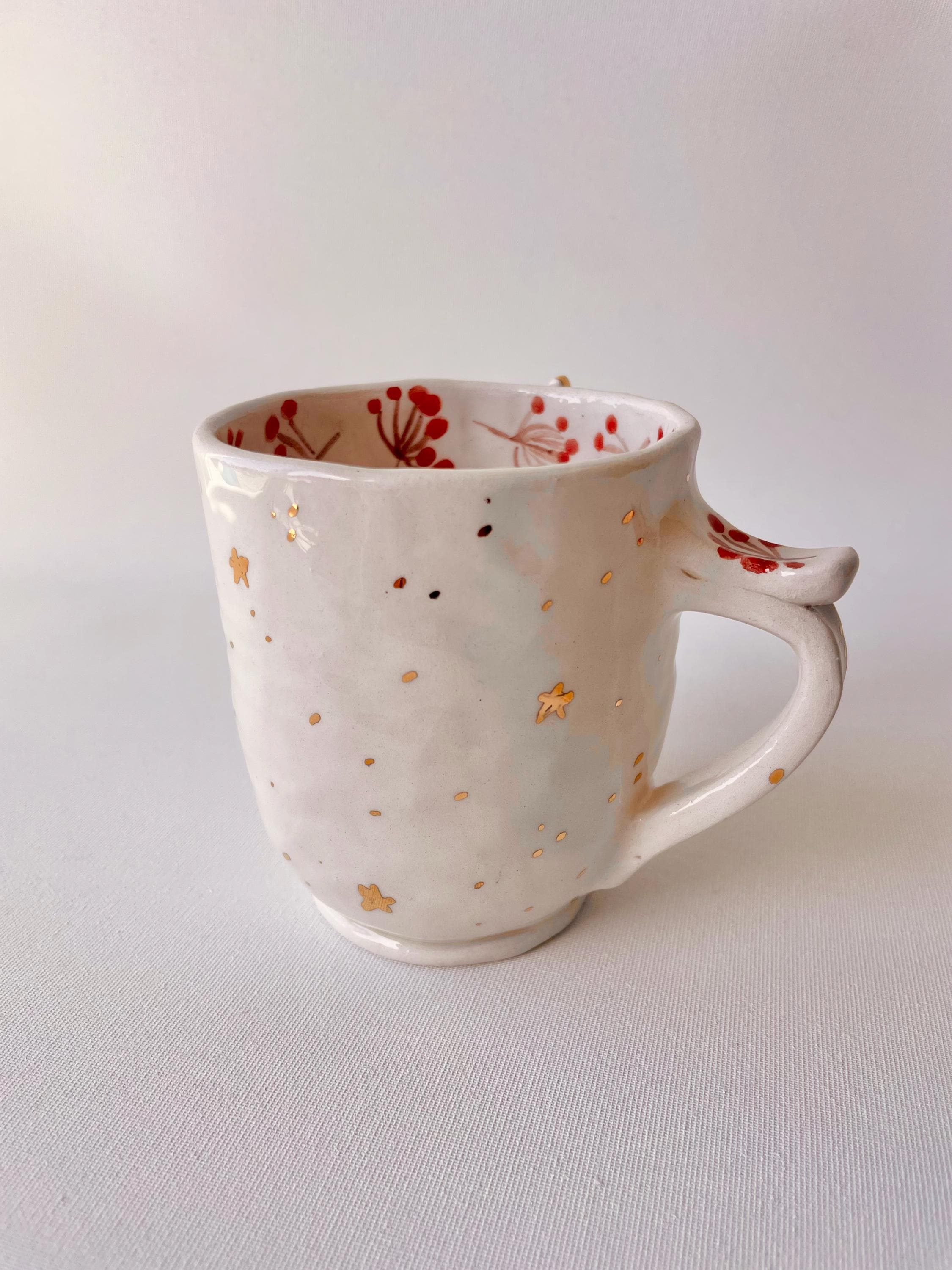 手作りの陶器製クリスマスツリーマグカップ、ゴールド - Etsy 日本