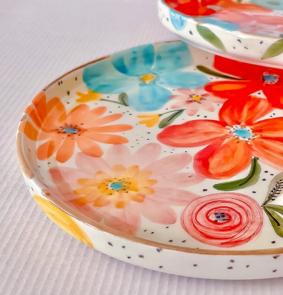 手作りの陶器の花皿 - Etsy 日本