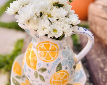 Handmade Ceramic Lemon Patterned Jug - Etsy