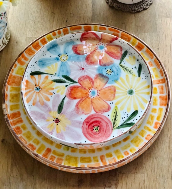 floral ceramic plates