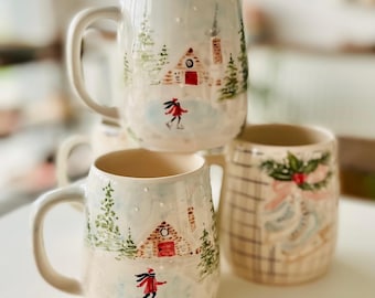 Ceramic Roller-Skate Christmas Mug