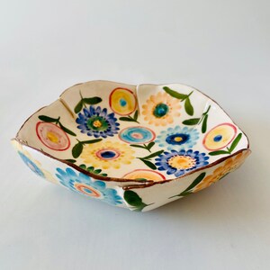 Handmade Ceramic Floral Folded Bowl - Etsy