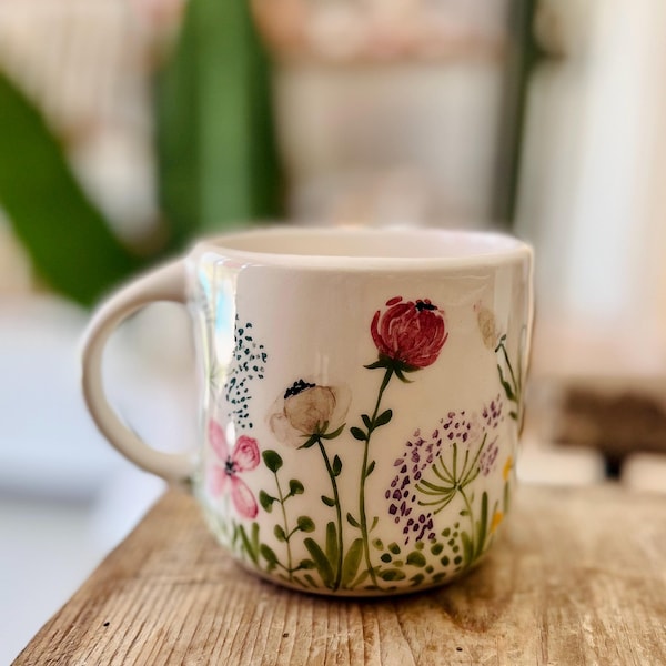Wildblumen Keramik Tasse