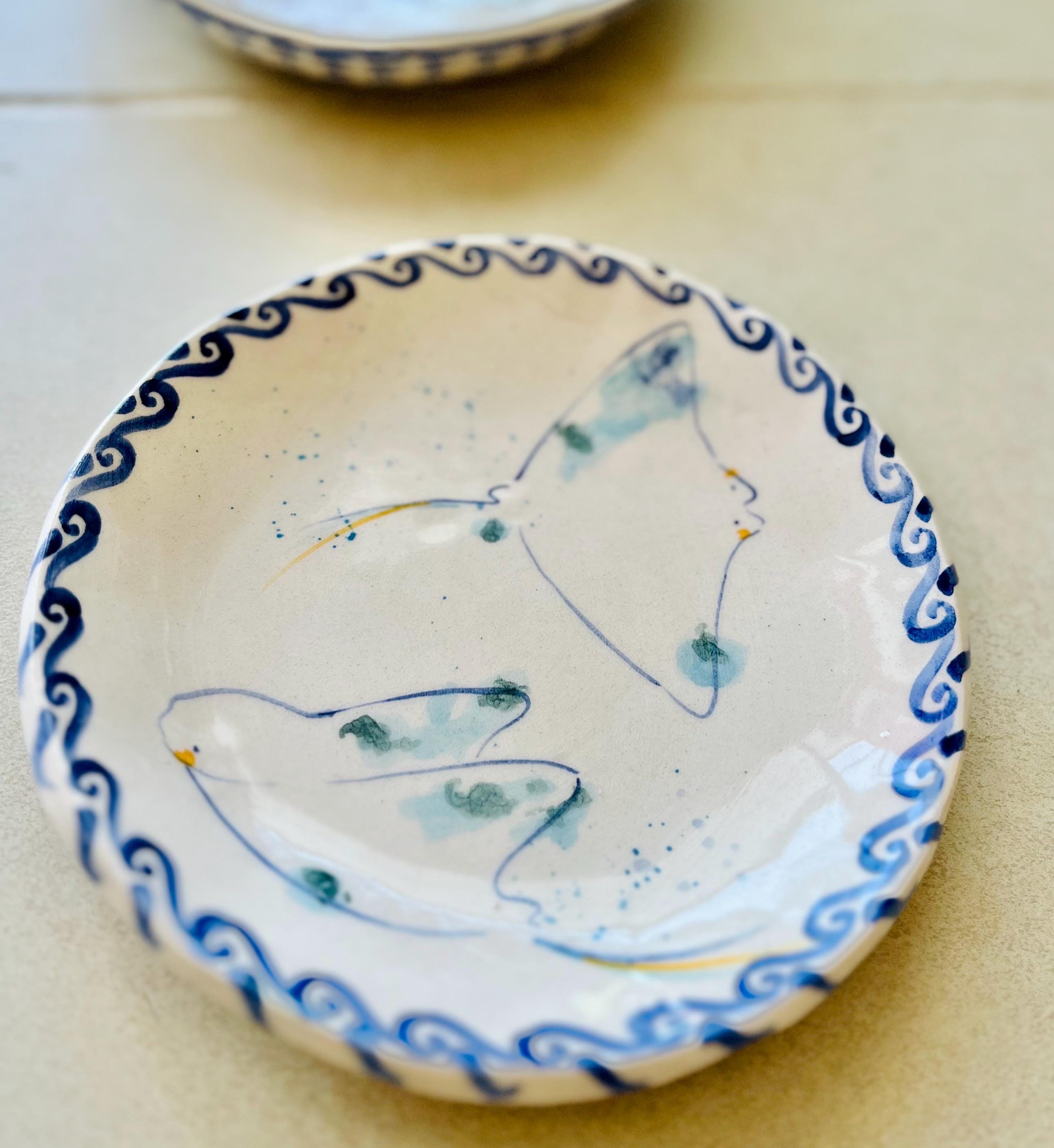 Marine-mantaray Plate 20x3cms - Etsy