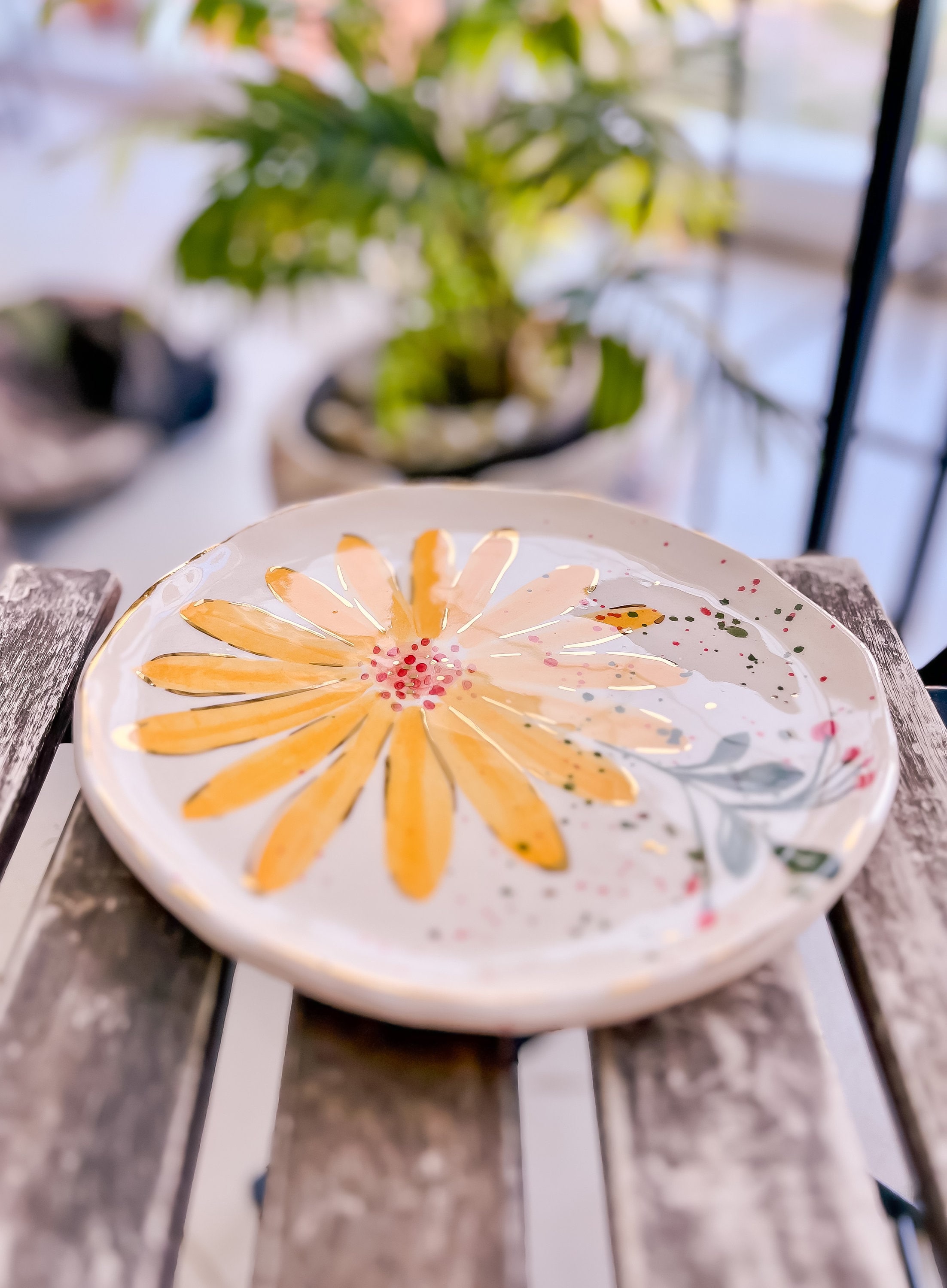Gold Daisy Flower Plate - 18cm - Etsy
