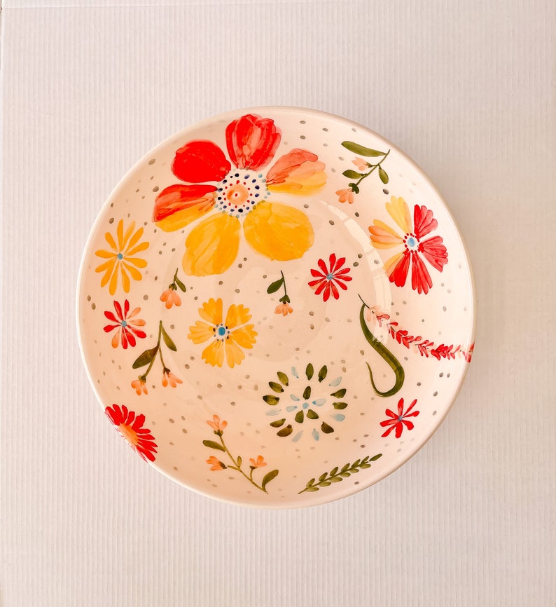 Flower Patterned Bowl - Etsy