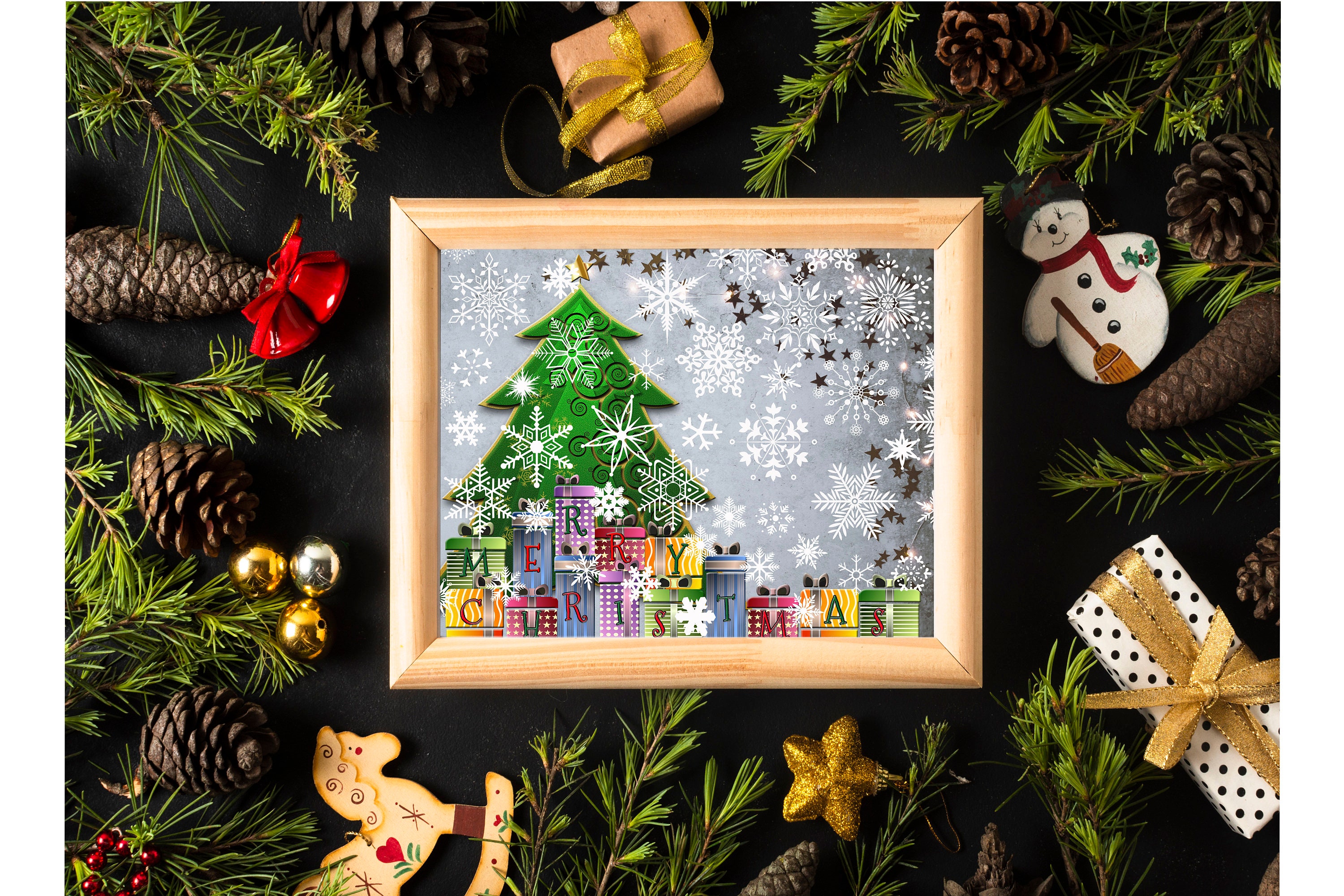 Christmas tree printable wall art Christmas tree print wall | Etsy
