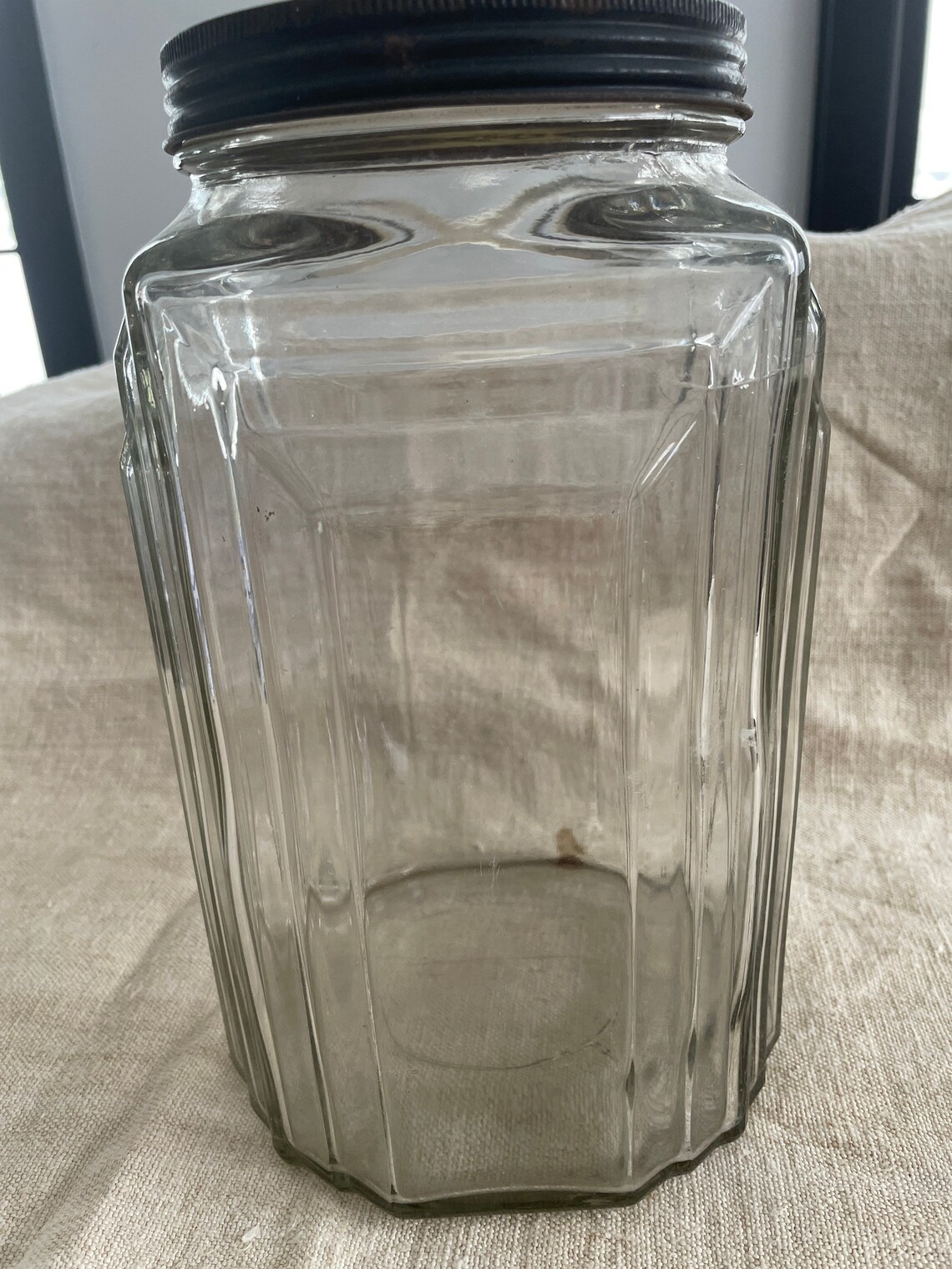 Vintage antique large NECCO candy glass jar metal lid general Etsy