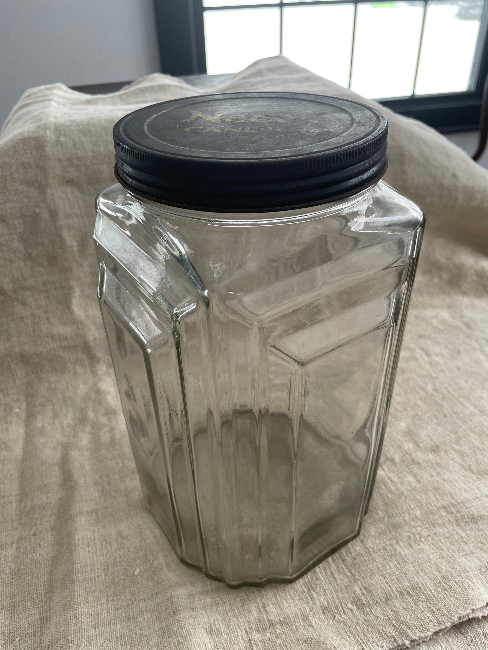 Vintage antique large NECCO candy glass jar metal lid general Etsy