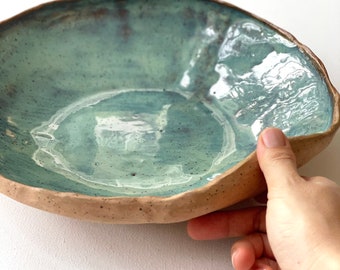 Hand-Built Ceramic Stoneware 13" Serving bowl /Gathering /Centerpiece/ Modern pottery/Thoughtful gift ideas/Unique tableware