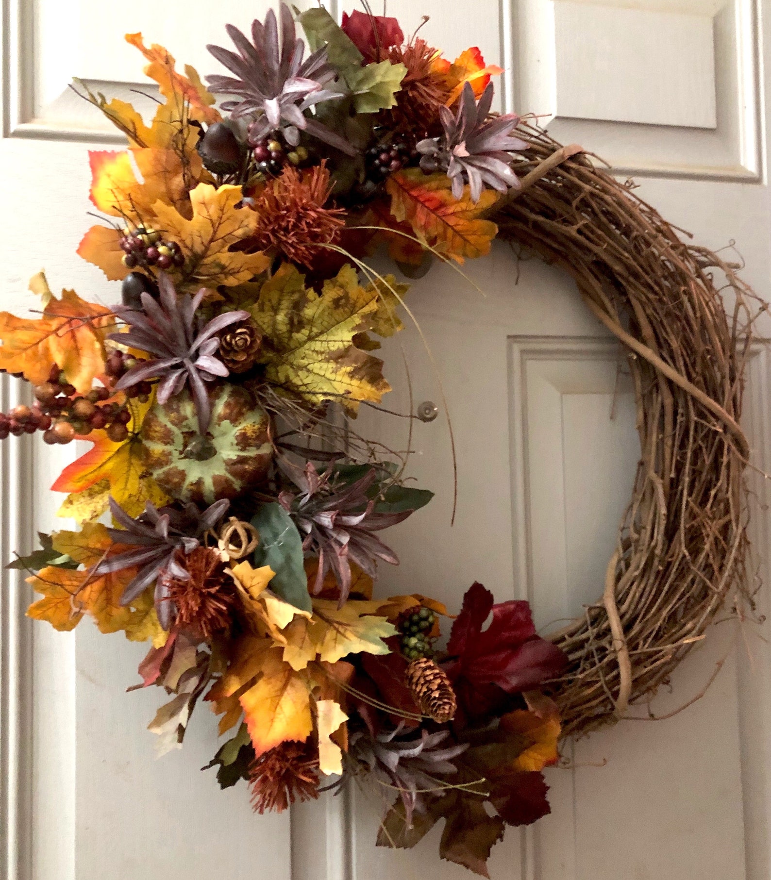 Fall Wreath Wreath Door Wreath 18 Inch Grapevine Wreath Etsy UK