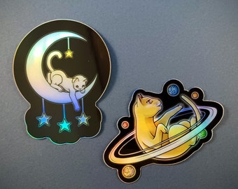 Cosmic Cats Holographic Stickers